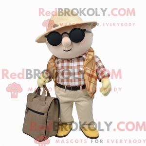 Beige Mango mascot costume...