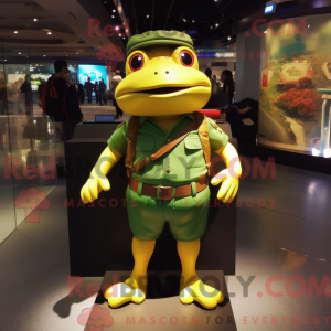 Gold Frog maskot kostume...