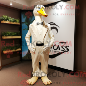 Beige Swans mascot costume...
