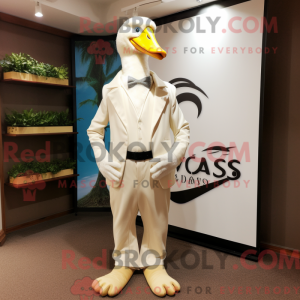 Beige Swans maskot kostume...