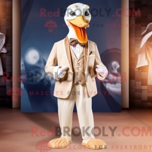 Beige Swans mascot costume...