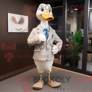 Beige Swans maskot kostume...