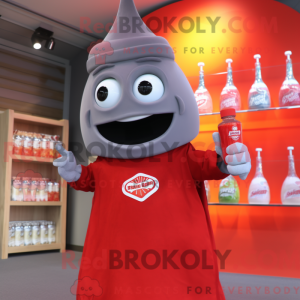Grå flaske ketchup maskot...