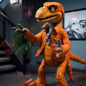 Orange Utahraptor mascot...