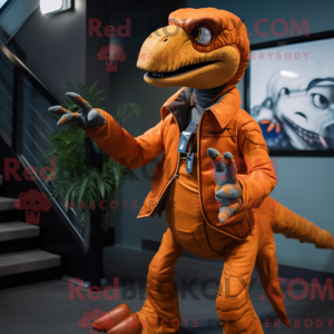 Orange Utahraptor maskot...