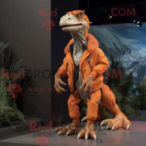 Orange Utahraptor mascot...