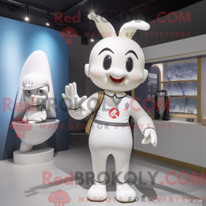 Hvid Acrobat maskot kostume...