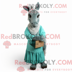 Teal Donkey mascottekostuum...