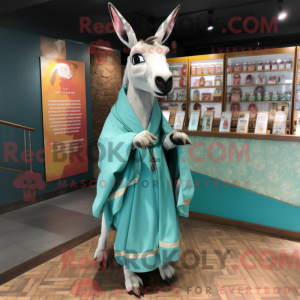 Teal Donkey mascottekostuum...