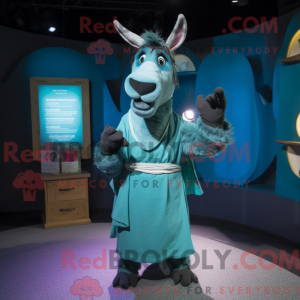 Teal Donkey mascottekostuum...