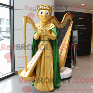 Gold Celtic Harpe maskot...