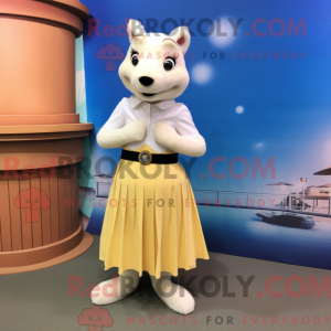 Cream Weasel maskot kostume...