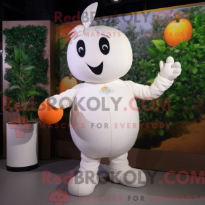 Hvid Abrikos maskot kostume...