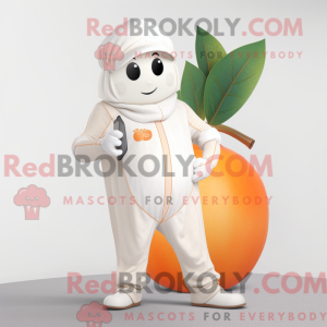 Hvid Abrikos maskot kostume...