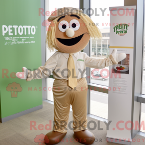 Tan Pesto Pasta maskot...