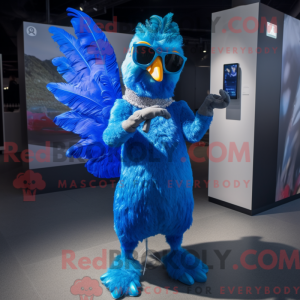 Blue Rooster mascot costume...