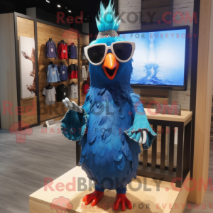 Blue Rooster mascot costume...