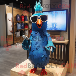 Blue Rooster maskot kostume...