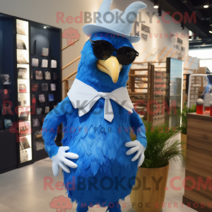 Blue Rooster mascot costume...
