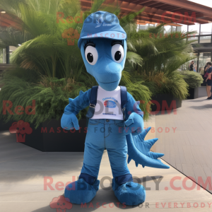 Blue Seahorse mascot...