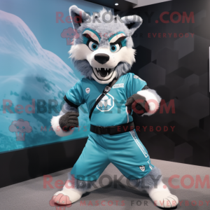 Cyan Say Wolf mascot...