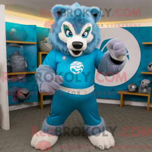 Cyan Say Wolf Maskottchen...