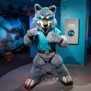 Cyan Say Wolf maskot...