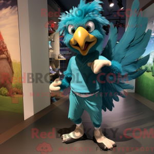 Blågrøn Harpy maskot...