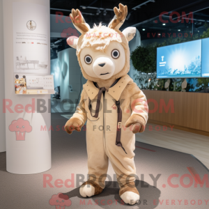 Beige Deer mascot costume...