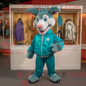 Teal Donkey mascot costume...