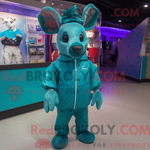 Teal Donkey mascot costume...