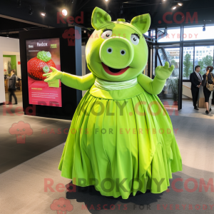 Lime Green Pig maskot...