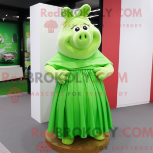 Lime Green Pig mascot...