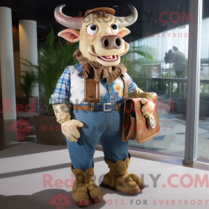 Tan Bull maskot kostume...