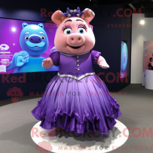 Purple Sow mascot costume...