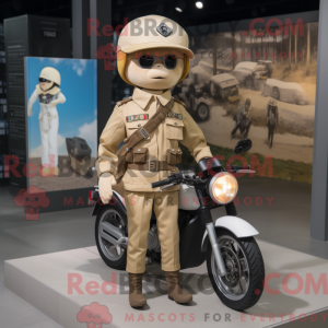 Beige Army Soldier mascot...