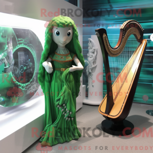 Green Celtic Harp mascot...