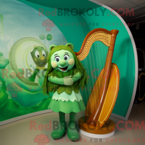 Green Celtic Harp mascot...