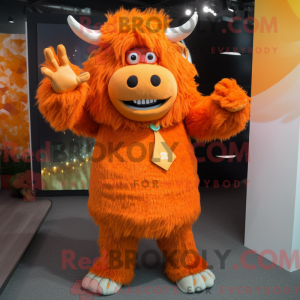 Orange Yak maskot kostume...