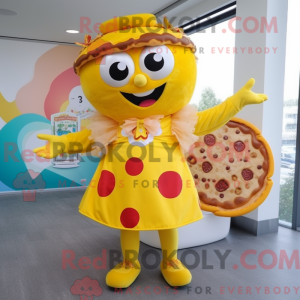 Gul pizza maskot kostume...