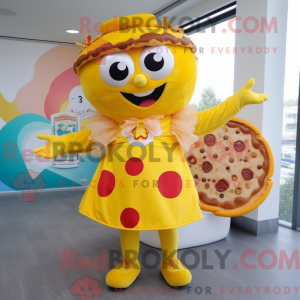 Yellow Pizza mascot costume...