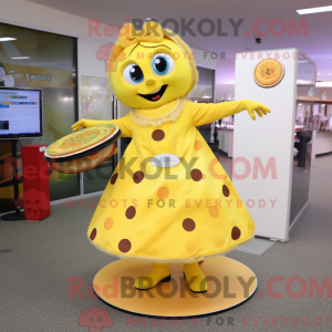 Gul pizza maskot kostume...