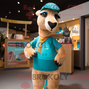 Teal Camel maskot kostume...