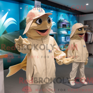 Beige Betta Fish maskot...