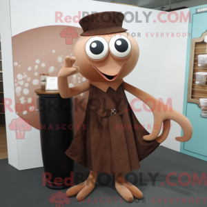 Brown Squid mascot costume...