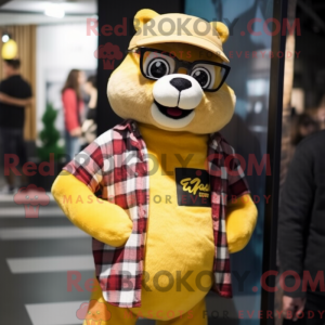 Gul Weasel maskot kostume...