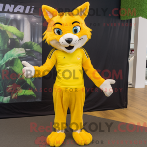 Yellow Lynx mascot costume...