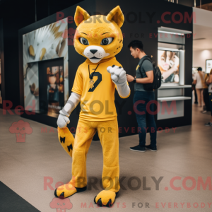 Yellow Lynx mascot costume...