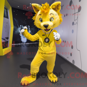 Yellow Lynx mascot costume...