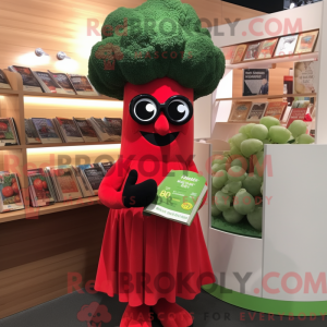 Rød Broccoli maskot kostume...